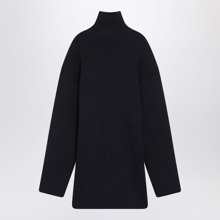 Balenciaga Pinched navy mini dress in wool and cotton