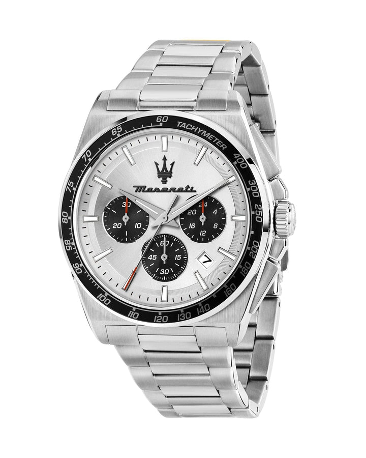 Watch Maserati Velocita 43mm Chrono Silver Dial Stainless Steel Strap Watch Brand