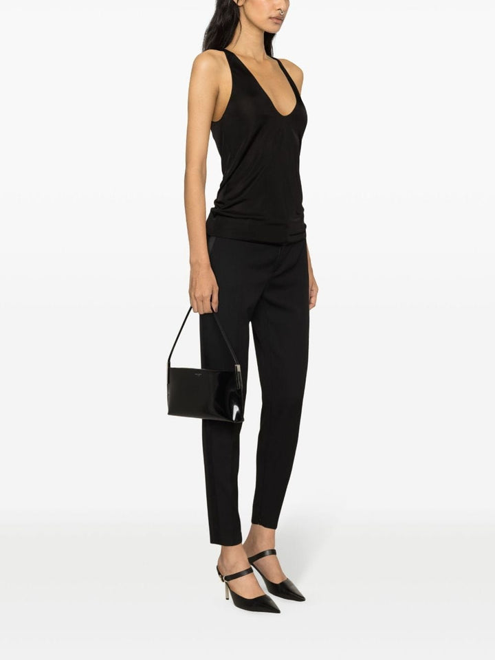 Saint Laurent Topwear Saint Laurent Black Jersey Top Saint Laurent Black Deep Neckline Jersey Top at Italian Luxury group Brand