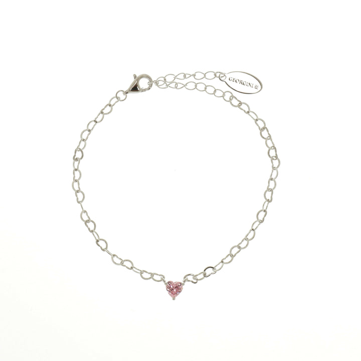 Georgini Bracelet Georgini Sweetheart Heart Chain Bracelet Pink Silver Brand