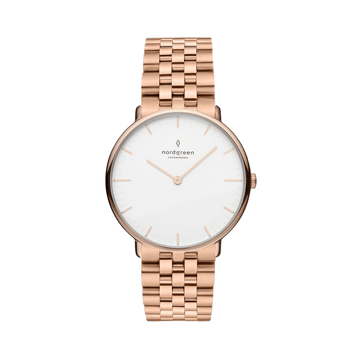 Nordgreen Watch Nordgreen Women's Native 5-Link Bracelet 32mm Women's Rose Gold Dress Watch Brand