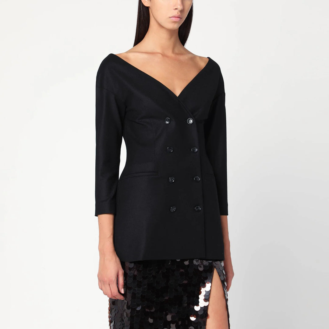 Alberta Ferretti - Black wool V-neck jacket