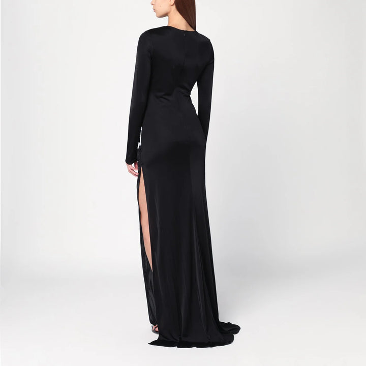 Giuseppe di Morabito - Long black dress with brooch detail
