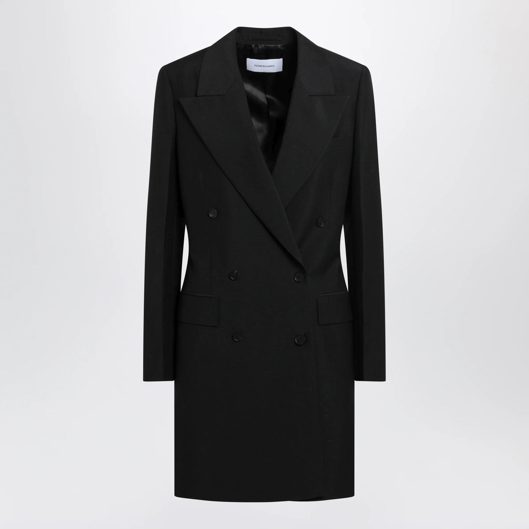 Ferragamo - Black double-breasted wool-blend suit