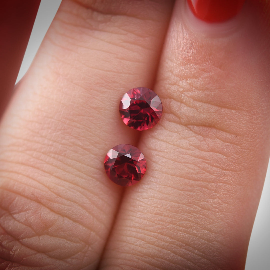 1.32 Carat Red MOZAMBIQUE Round Rubies Pair