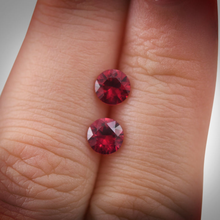 1.42 Carat Red MOZAMBIQUE Round Rubies Pair