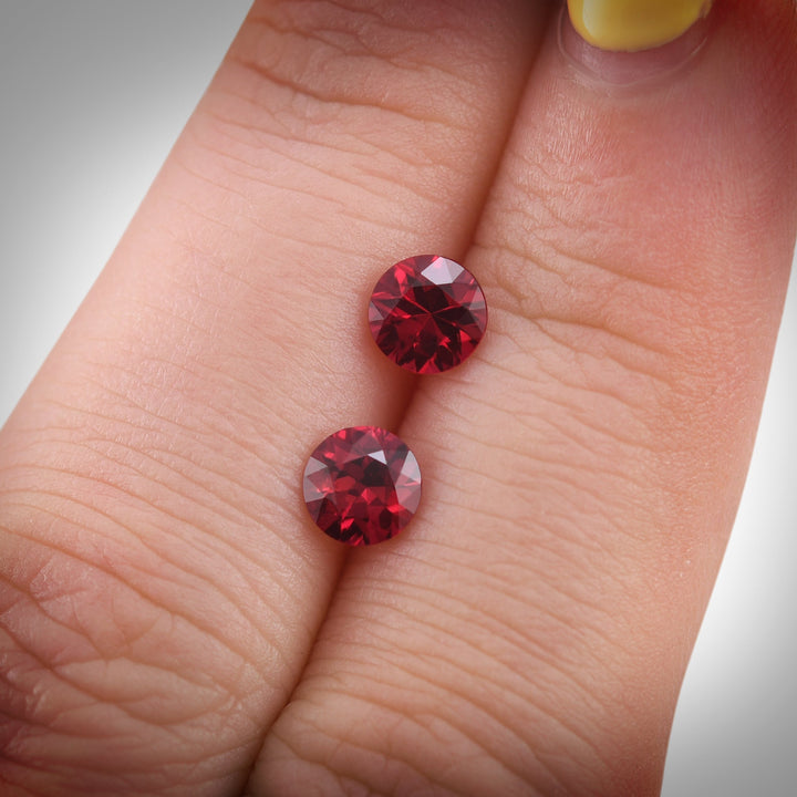 1.43 Carat Red MOZAMBIQUE Round Rubies Pair