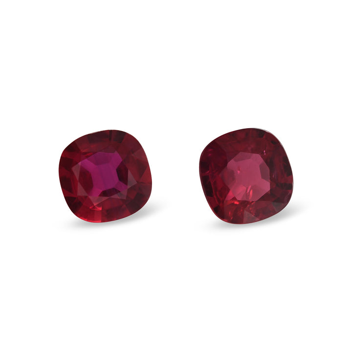 1.86 Carat Red MOZAMBiQUE Cushion Rubies Pair
