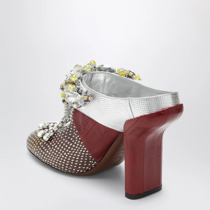 Dries Van Noten - Patchwork leather mules with decoration