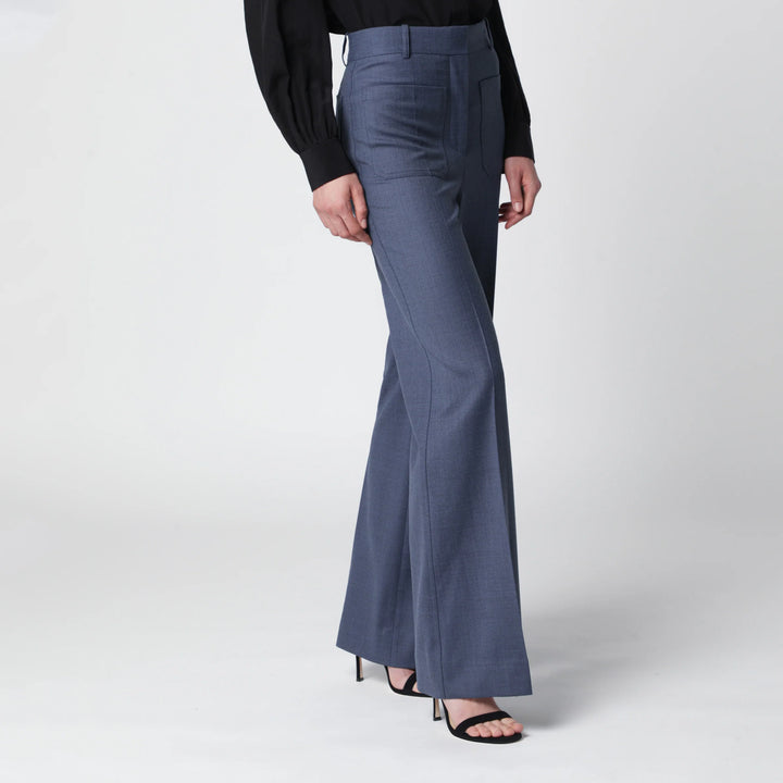 Victoria Beckham - Alina trousers in blue mélange wool blend