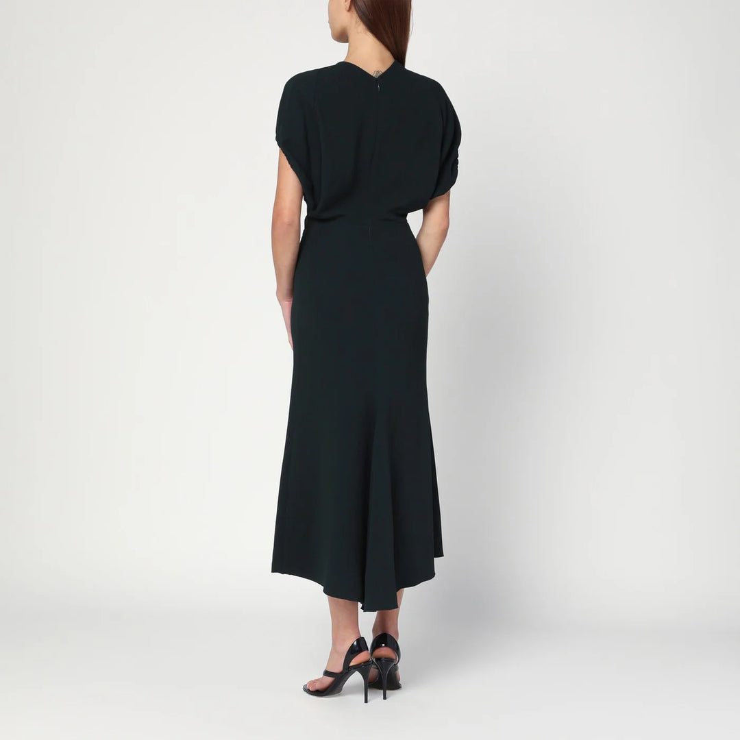Victoria Beckham - Dark green midi dress in satin