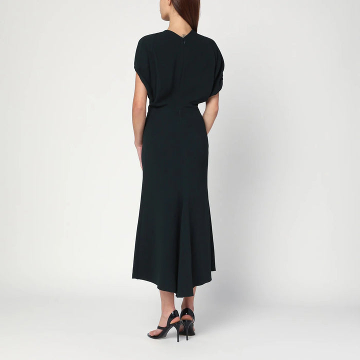 Victoria Beckham - Dark green midi dress in satin