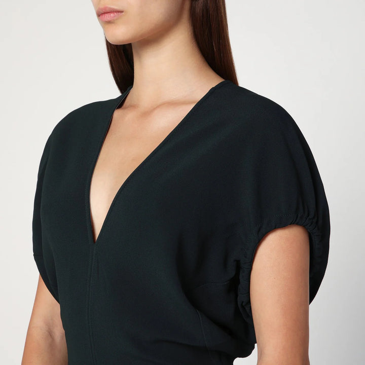 Victoria Beckham - Dark green midi dress in satin