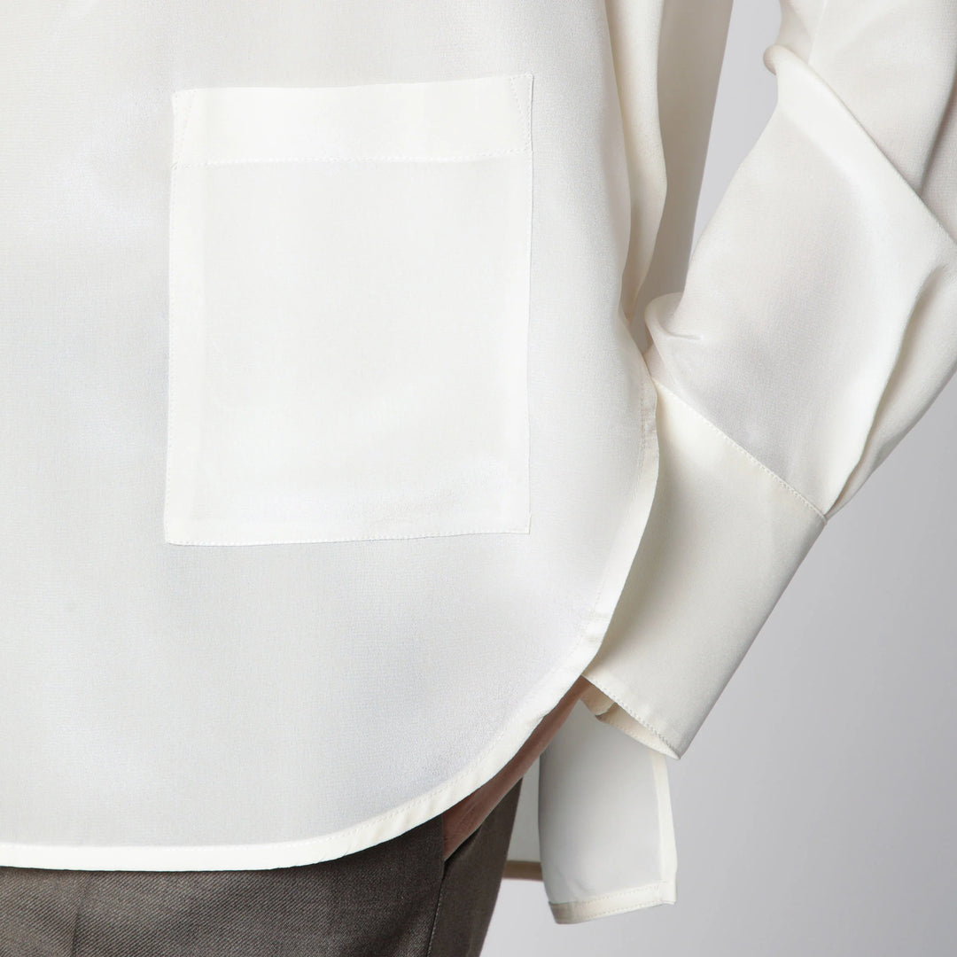 Victoria Beckham - Ivory Silk V-Neck Blouse