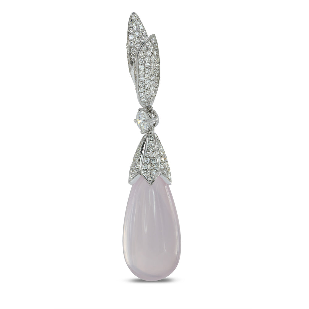 Rose Quartz and  Diamond Drop Earrings
