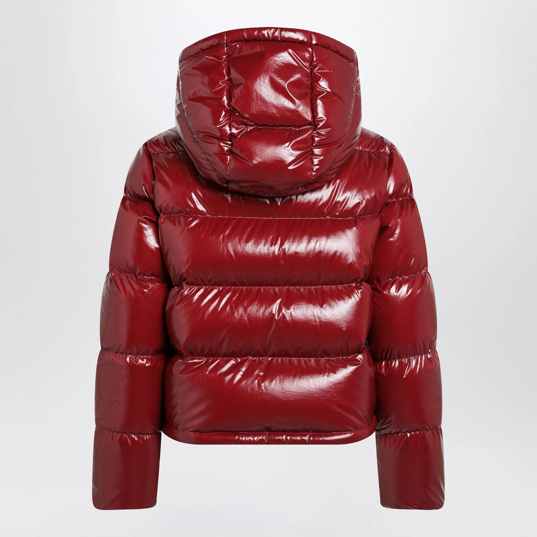Moncler - Niveole cropped down jacket in glossy nylon red