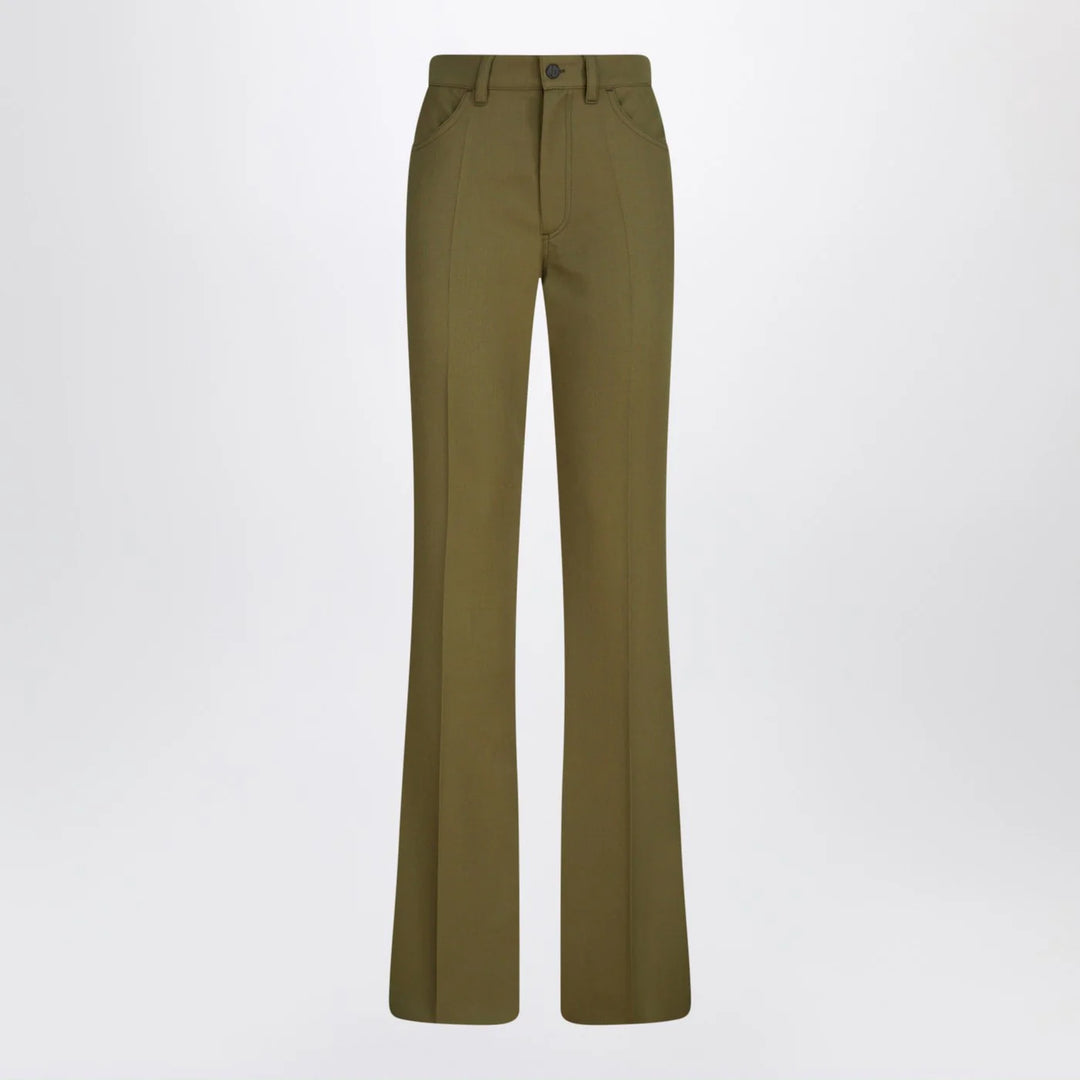 The Attico - Military green wool gabardine trousers