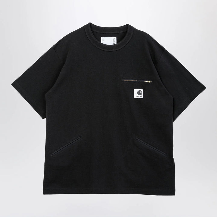 Sacai x Carhartt WIP - Black cotton T-shirt with logo patch