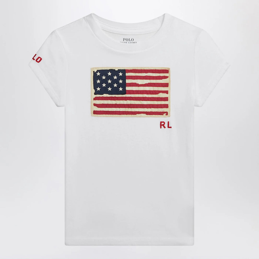 Polo Ralph Lauren - white jersey T-shirt with flag