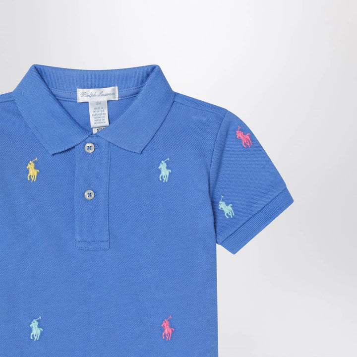 Polo Ralph Lauren - Light blue polo shirt with colourful logo embroidery