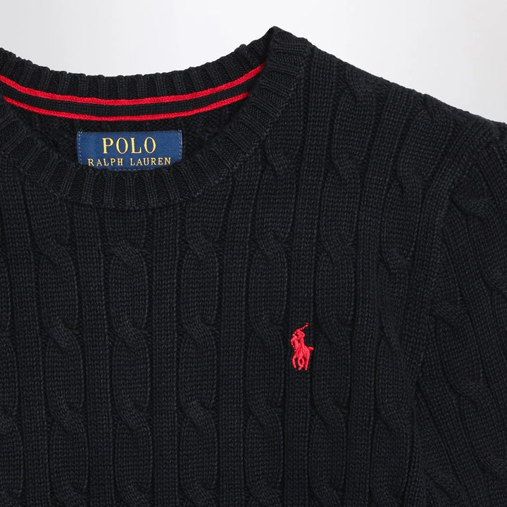 Polo Ralph Lauren - Black cable-knit crewneck sweater