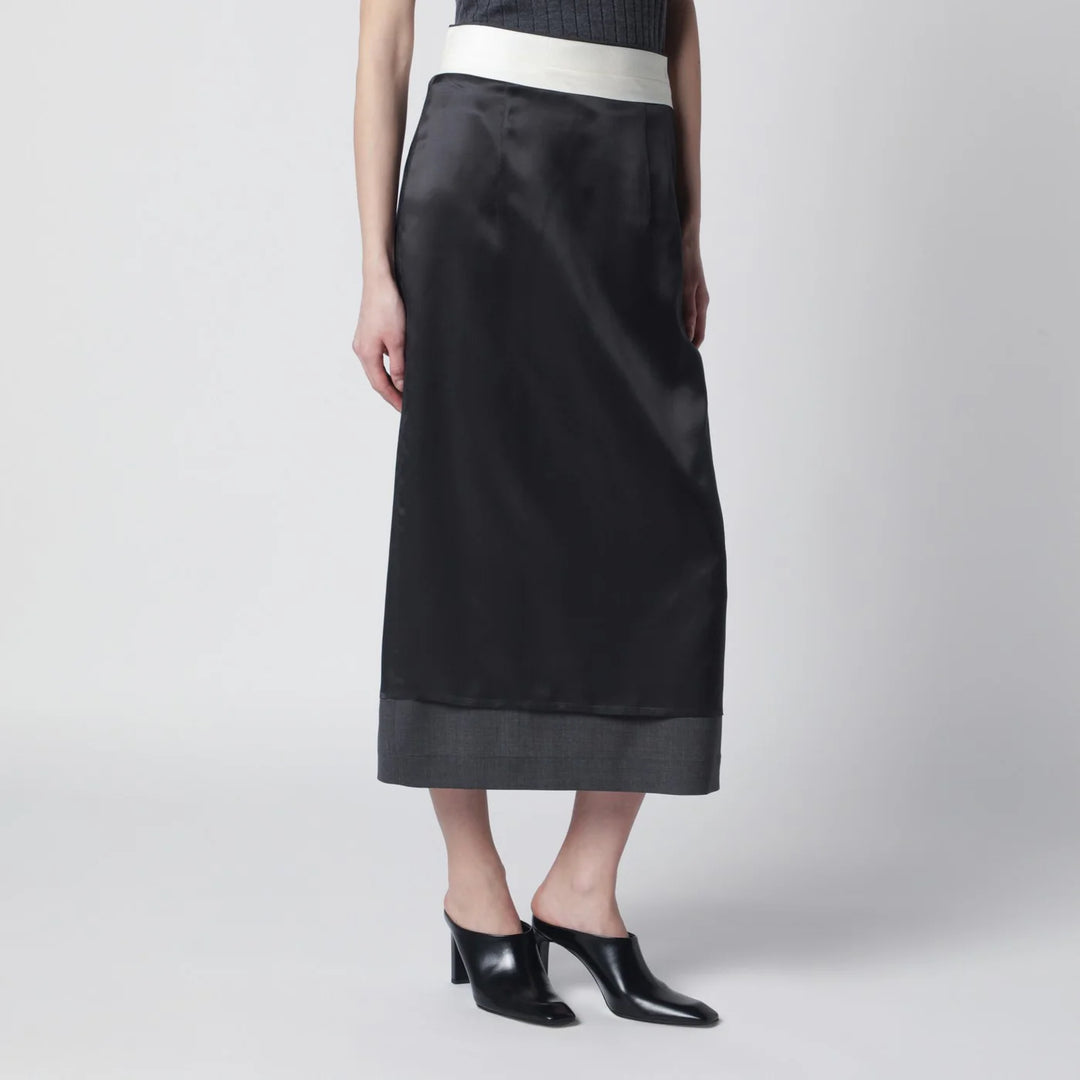 Róhe - Dark grey inside-out midi skirt