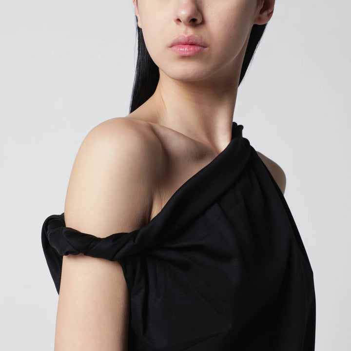 Róhe - Black asymmetrical top in cotton and silk blend