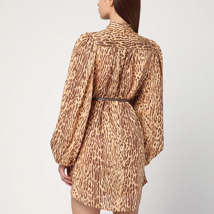 ZIMMERMANN - Leopard print short dress in linen