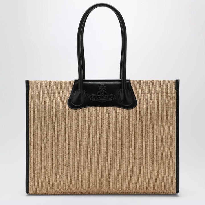 Vivienne Westwood - Troy tote bag in raffia-effect fabric, natural