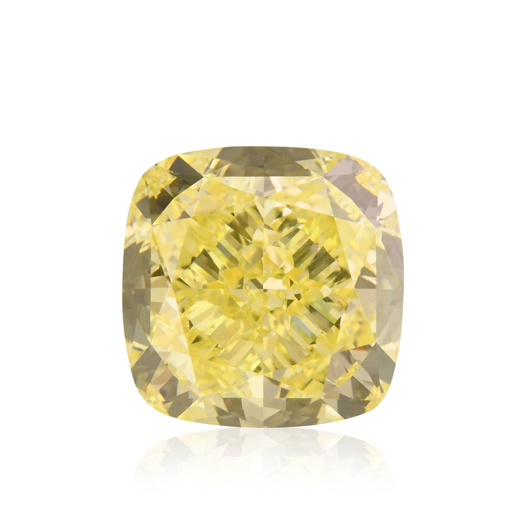 5.11 Carat Fancy Intense Yellow Cushion Diamond VVS2 GIA