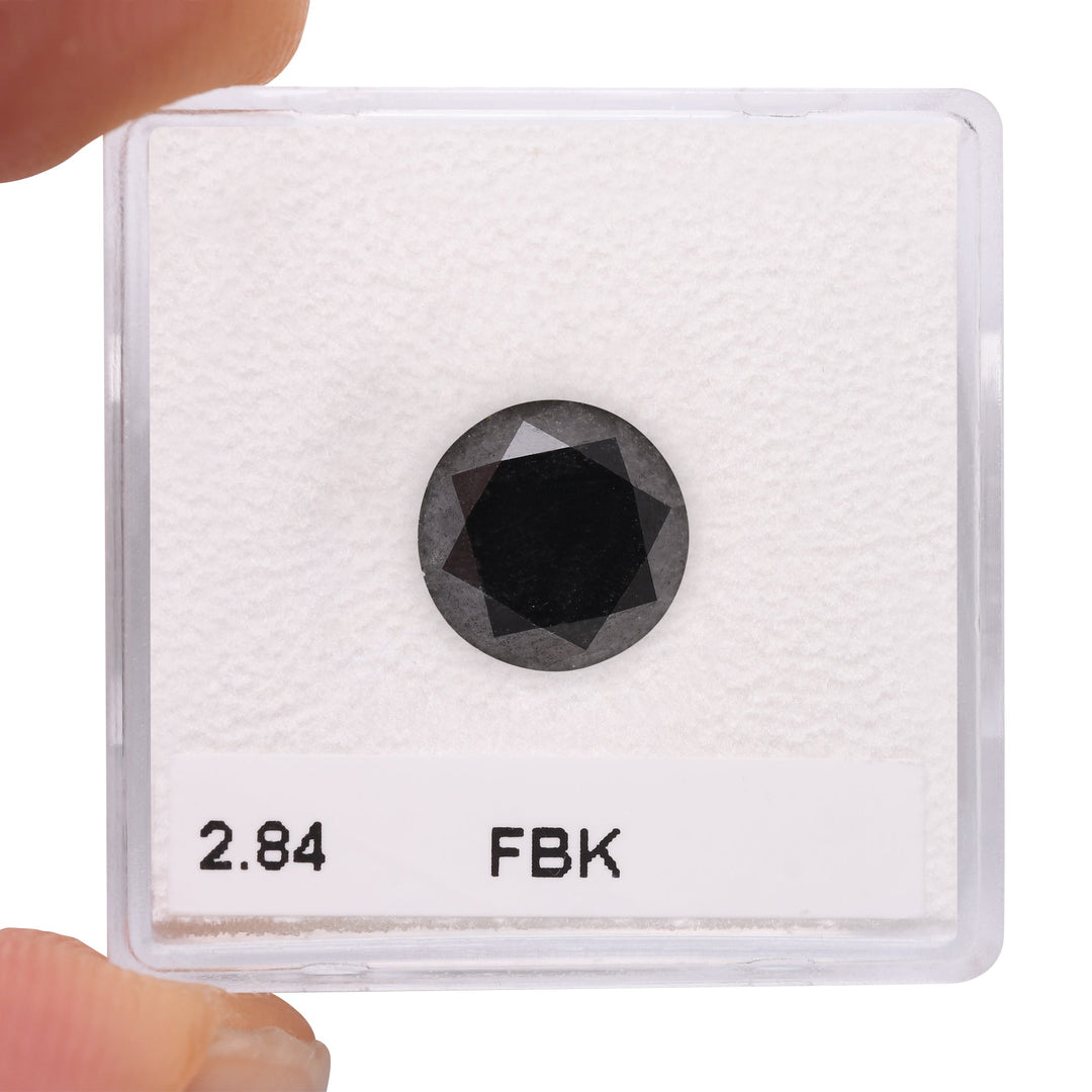 2.84 Carat Fancy Black Round Brilliant Diamond  GIA