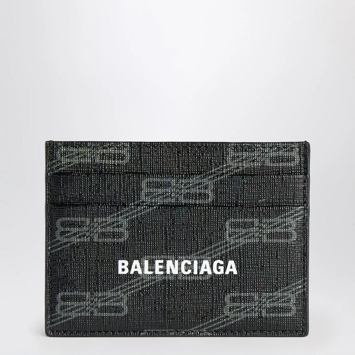 Balenciaga - Signature card holder in black and grey BB Monogram coated canvas