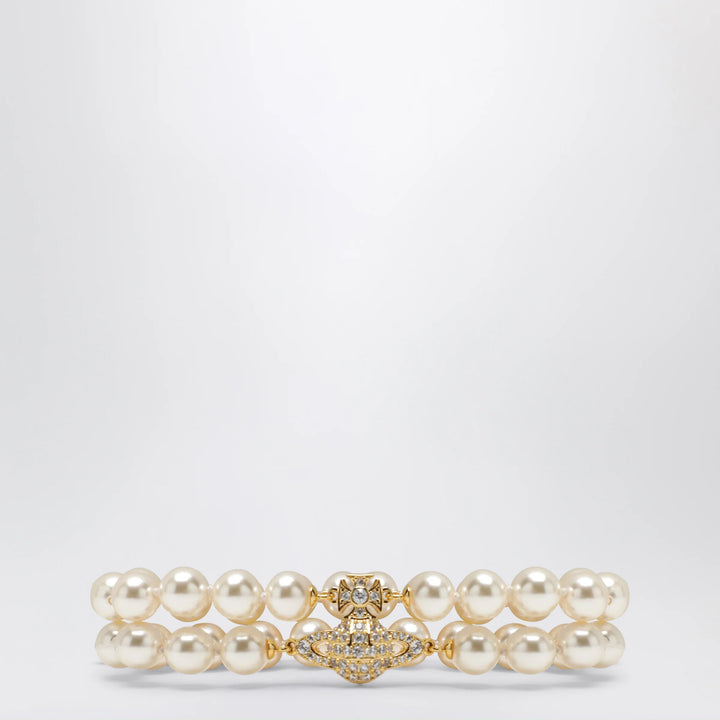 Vivienne Westwood - Gold Orb two-row bracelet with pearls