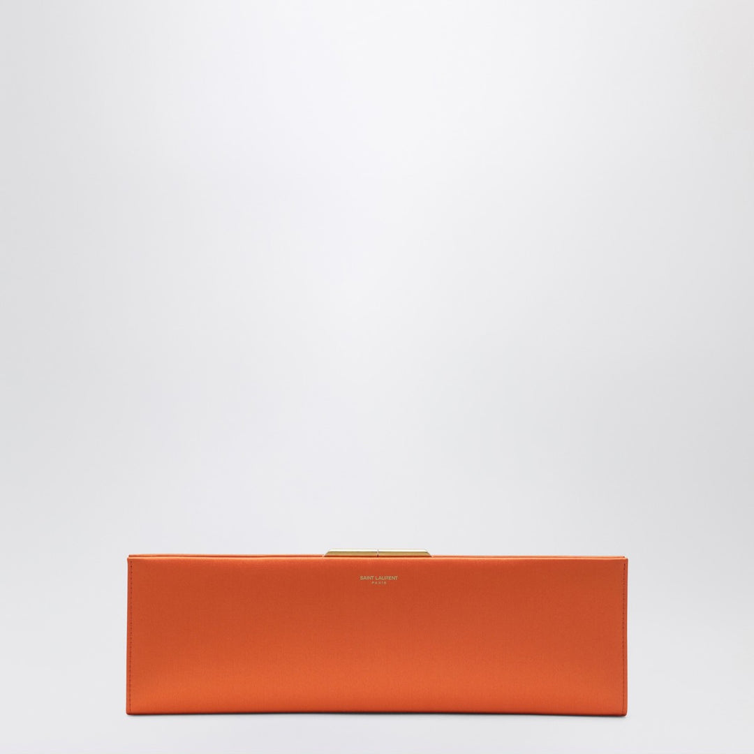 Saint Laurent Midnight Clutch Large in Orange Satin