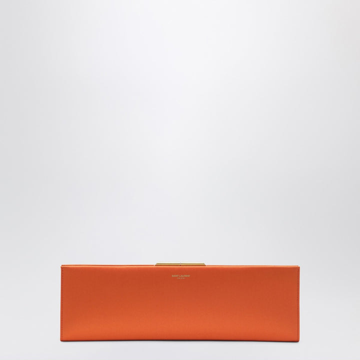 Saint Laurent Midnight Clutch Large in Orange Satin