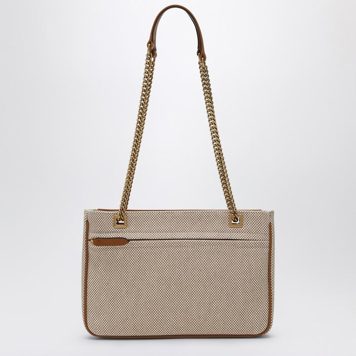 Valentino Garavani Small Viva Superstar Bag in Natural/Spice Canvas