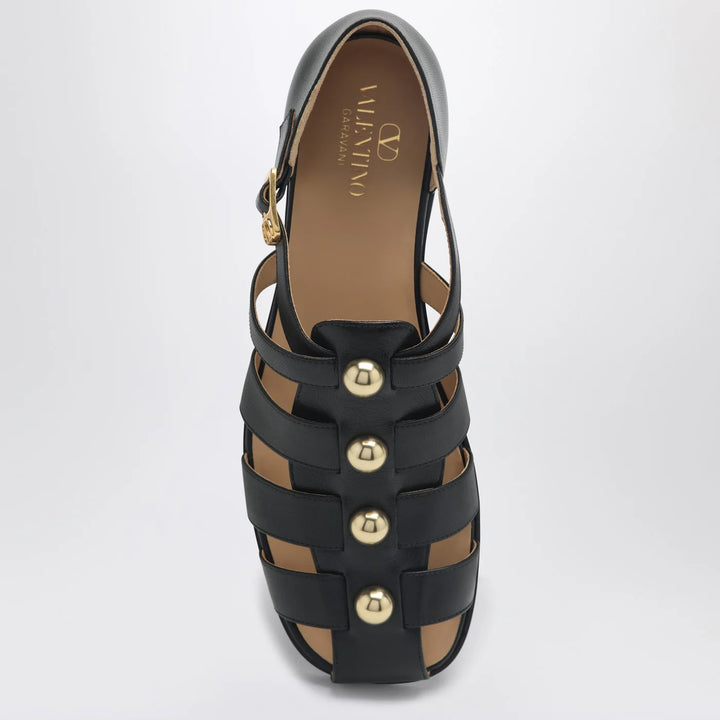 Valentino Garavani - Black leather fisherman sandals with studs
