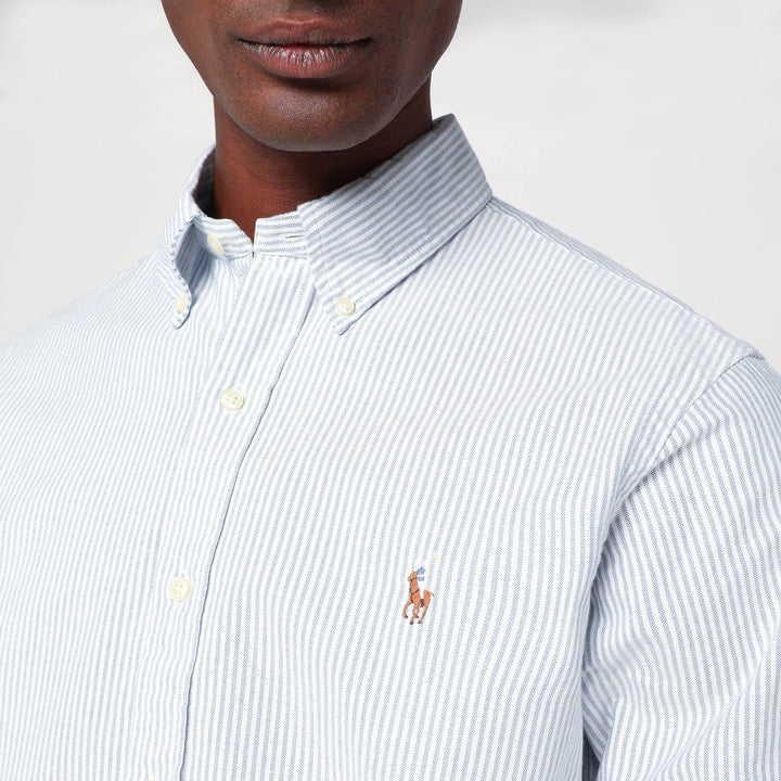 Polo Ralph Lauren - Light blue/white striped Oxford shirt Custom-fit
