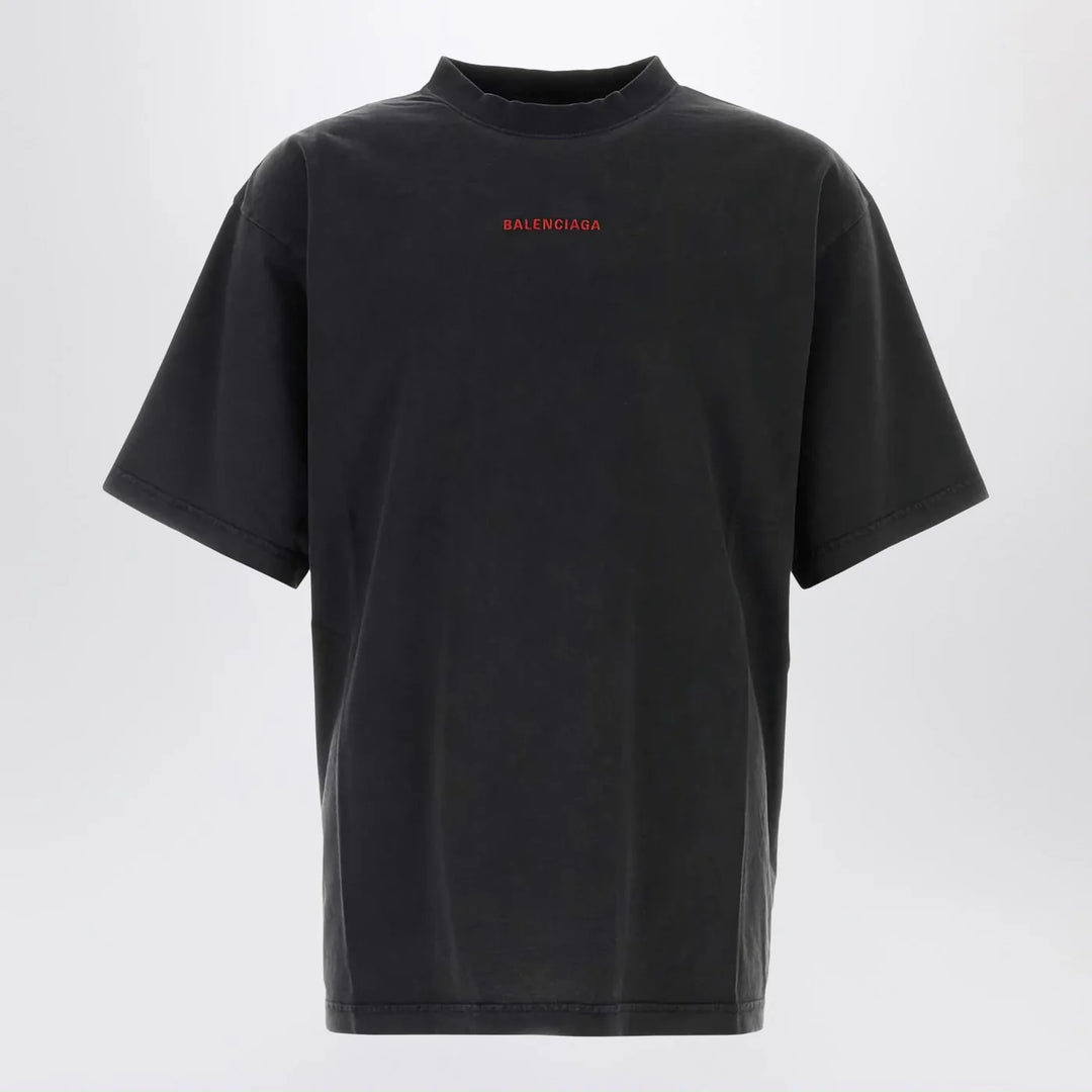 Balenciaga - Light blue medium-fit T-shirt with logo