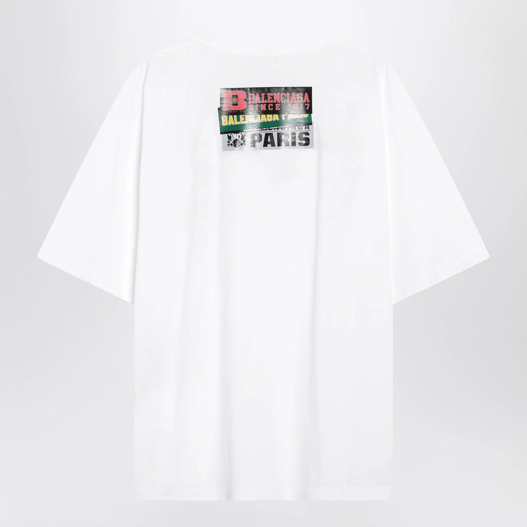 Balenciaga - Bumper Stickers medium-fit cotton T-shirt in white