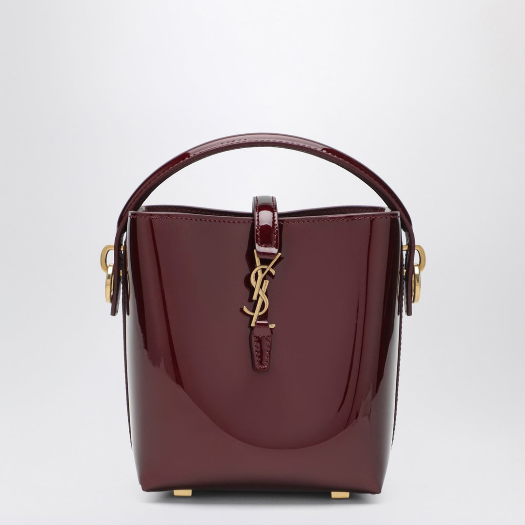 Saint Laurent Mini Le 37 bucket bag in burgundy patent leather