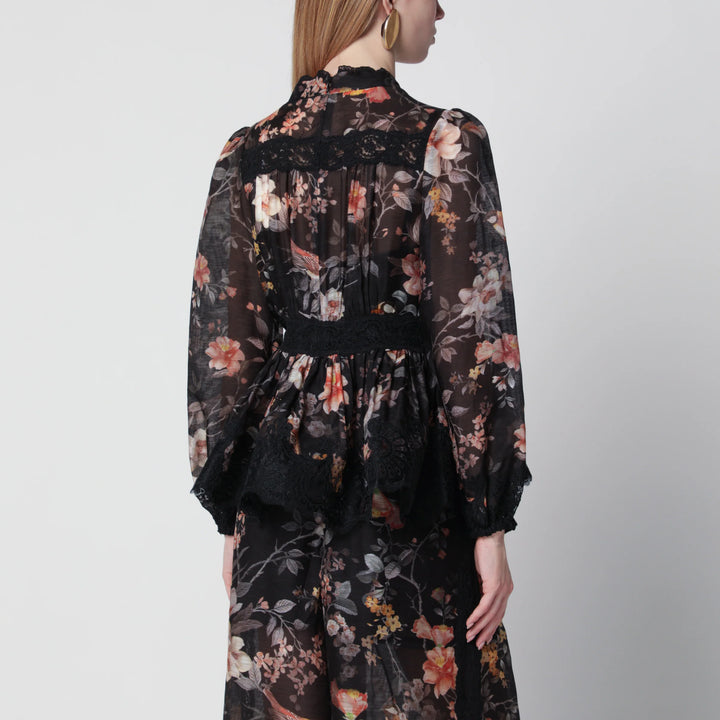 ZIMMERMANN - Black Carousel peplum lace blouse