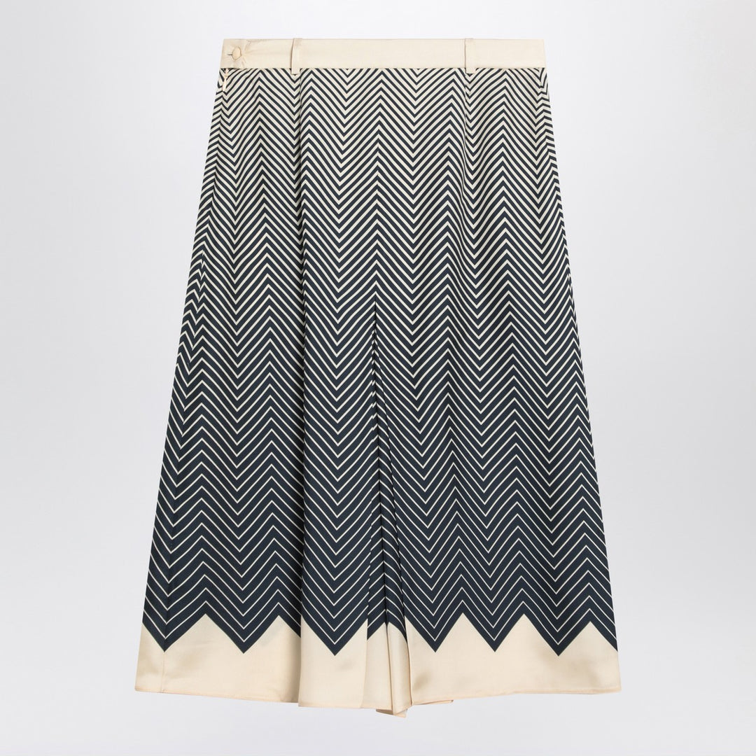 Valentino Blue/ivory silk skirt