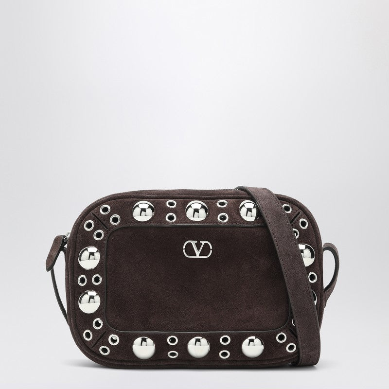Valentino Garavani Nellcôte Bag Brown In Suede With Studs And Rivets