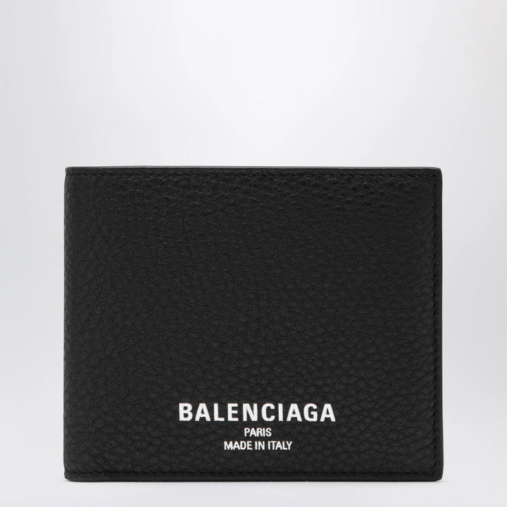 Balenciaga - Black grained leather card holder with logo