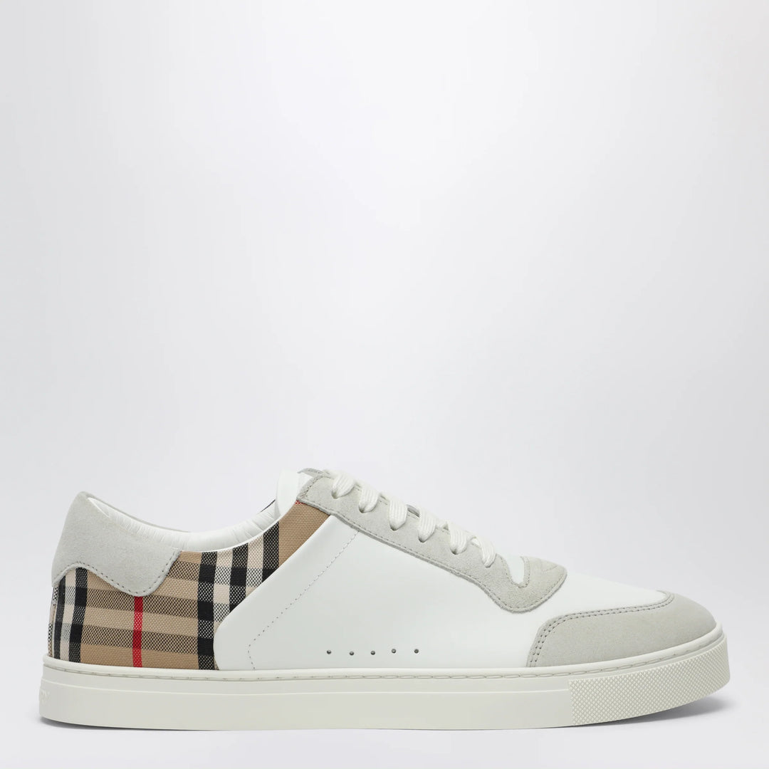 Burberry - White and Check leather sneakers