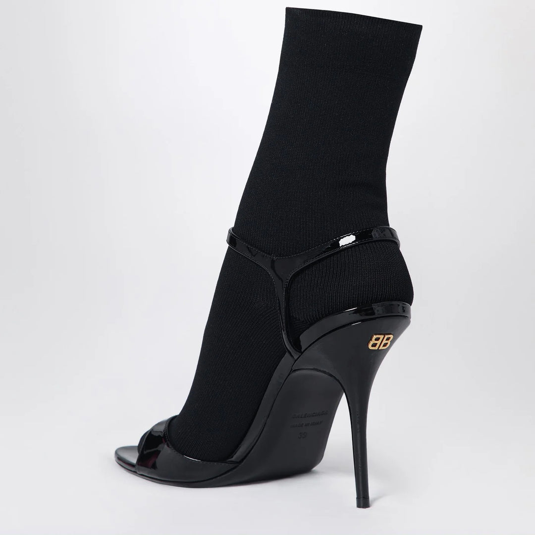 Balenciaga - Avenue Sock black sandal in patent leather and mesh