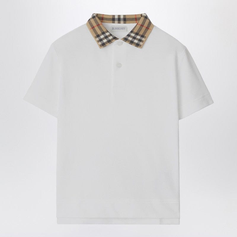 Shirts & Tops Burberry - White polo shirt with Check-pattern collar - 12 Y Brand