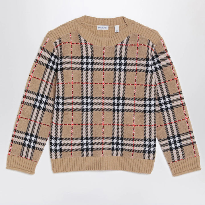 Burberry - Beige check wool pullover