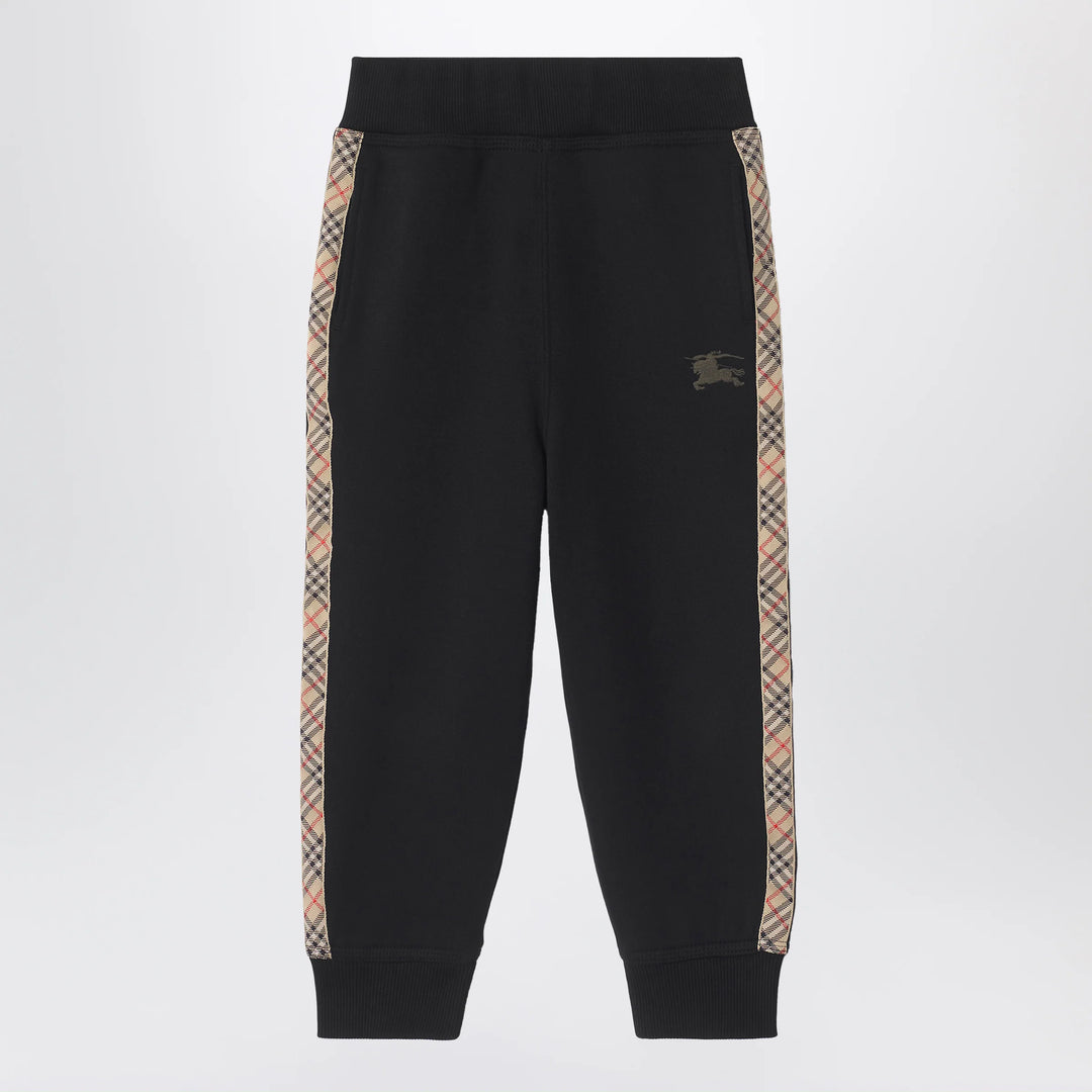 Burberry - Black jogging trousers with Check motif detail